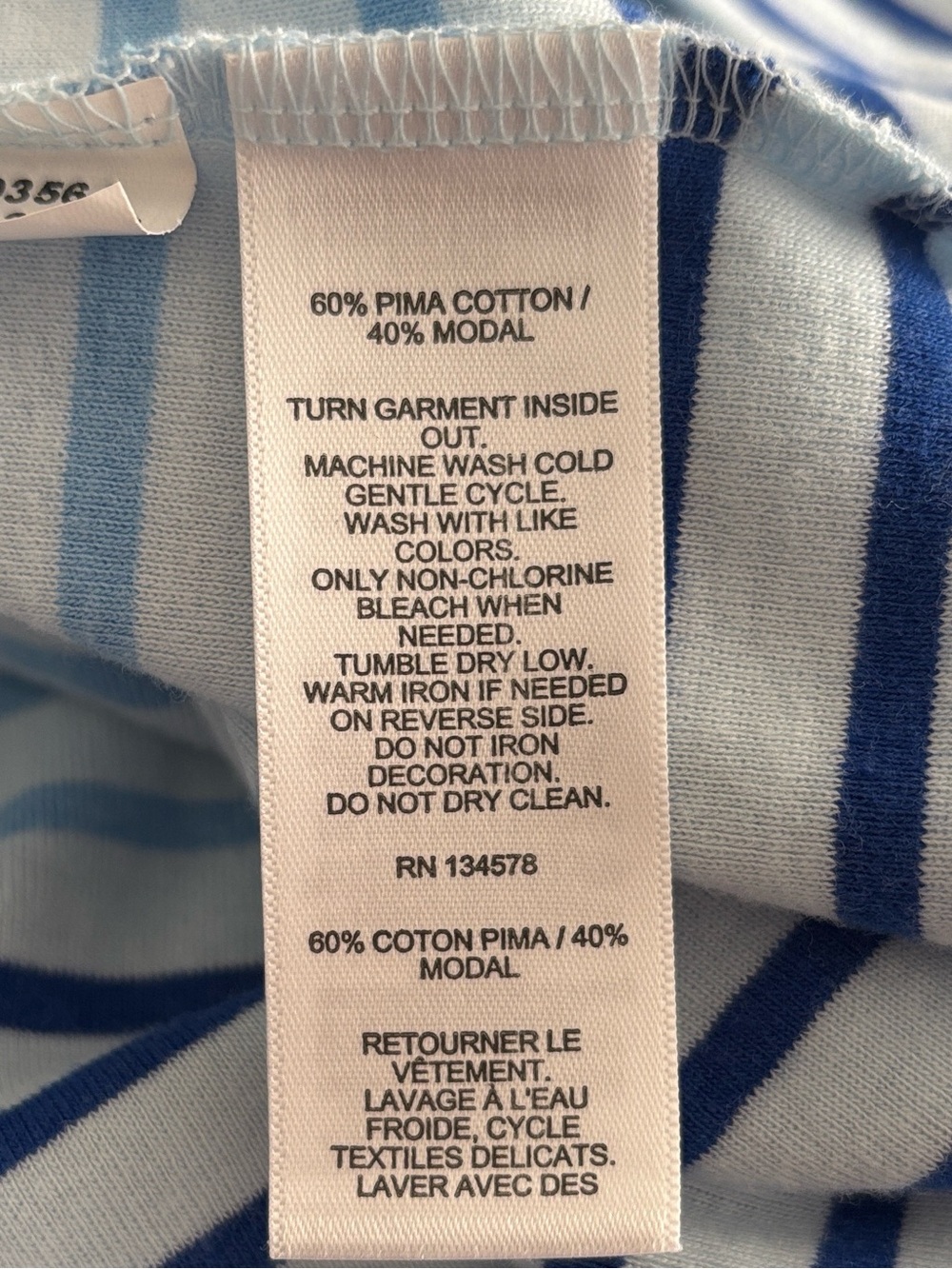 NEW Vineyard Vines Women Long Sleeve Striped Boatneck T-Shirt L Sky Blue - Picture 9 of 9